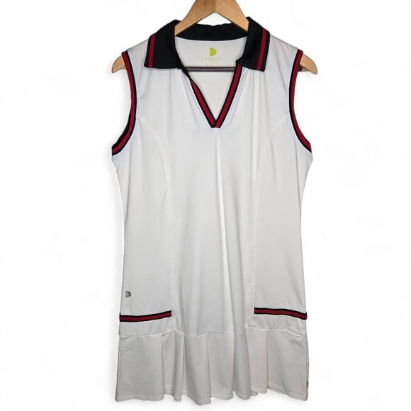 Pure Lime Sleeveless Tennis Mini Dress Women's Pleated Hem Collared Sporty L - Picture 1 of 7